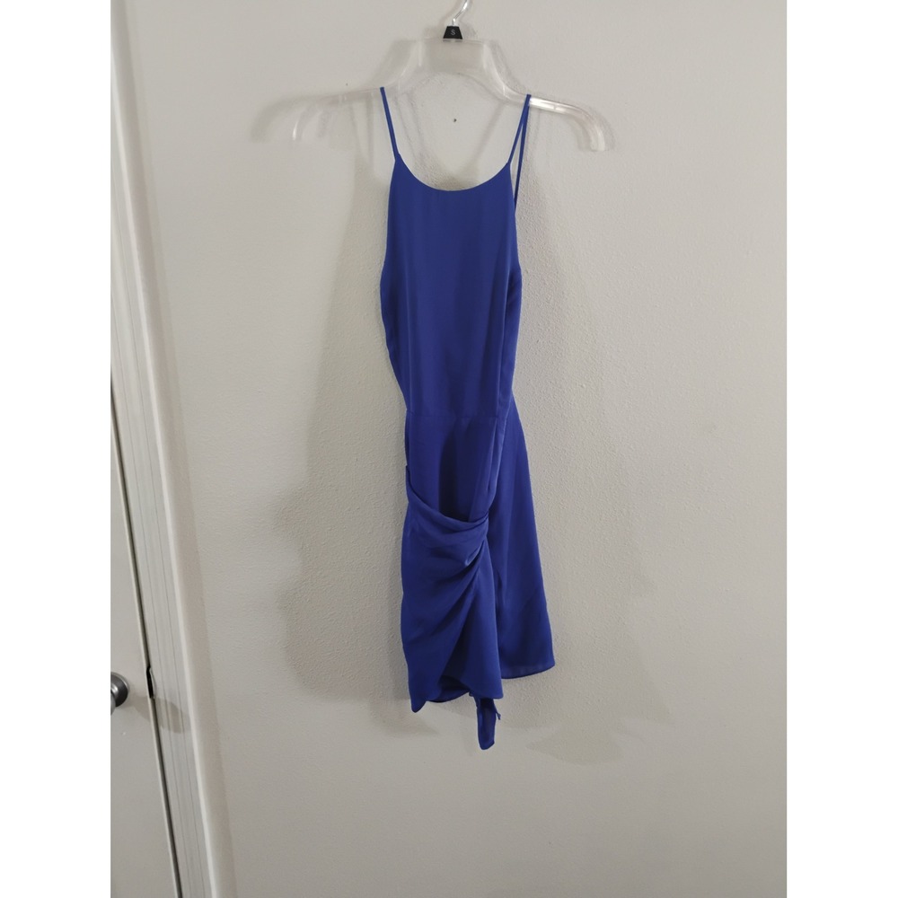 Naked Zebra Royal Blue Draped Tulip Hem Mini Dress Small Spaghetti Strap Dress